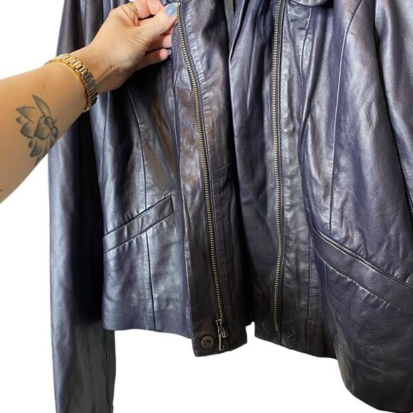 Classiques Entier Women’s Leather Moto Jacket Purple, size Large - Picture 4 of 7